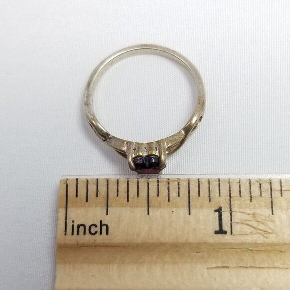 Vintage Sterling Silver Red Heart Shape Rhinestone Solitaire Ring, Size 7 - Picture 8 of 10